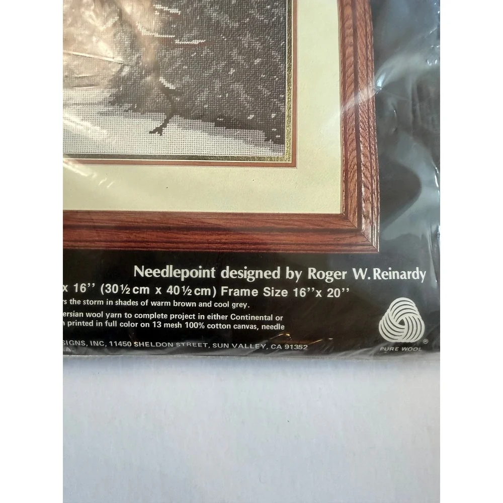 VTG Monarch Horizons The Owl Needlepoint Kit 12x16 Brown Grey New